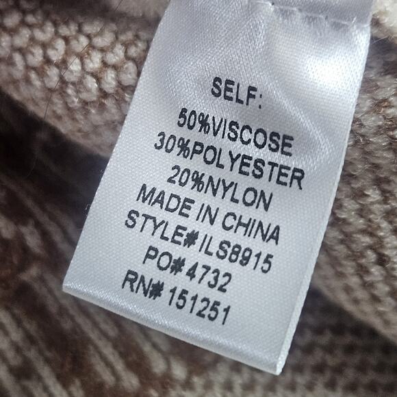 NWT Intarsia Floral Knitted Oversized Sweater Large Cream Brown Flowers - Picture 8 of 8